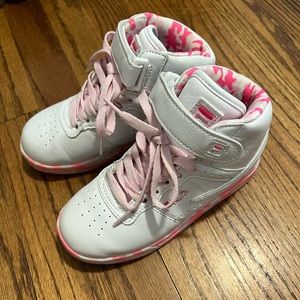 Fila kids shoes | High top sneakers | Size 13 | Girls | Color White/Neon Pink